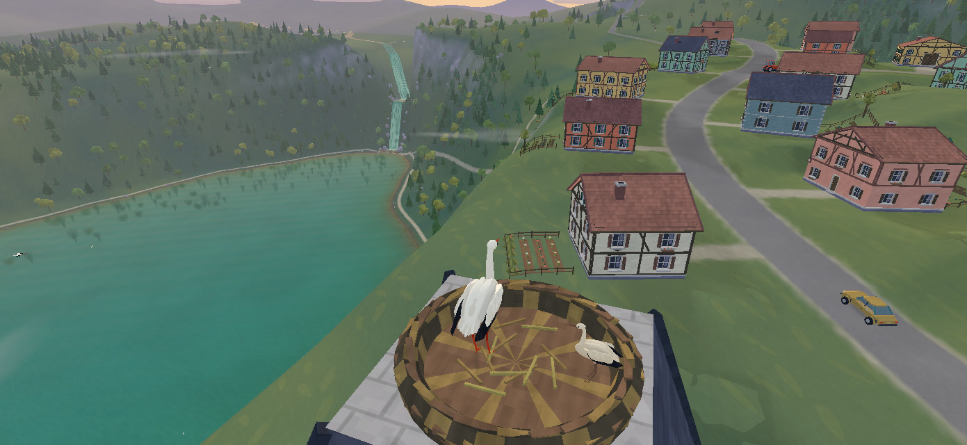 A stork and its young in their nest